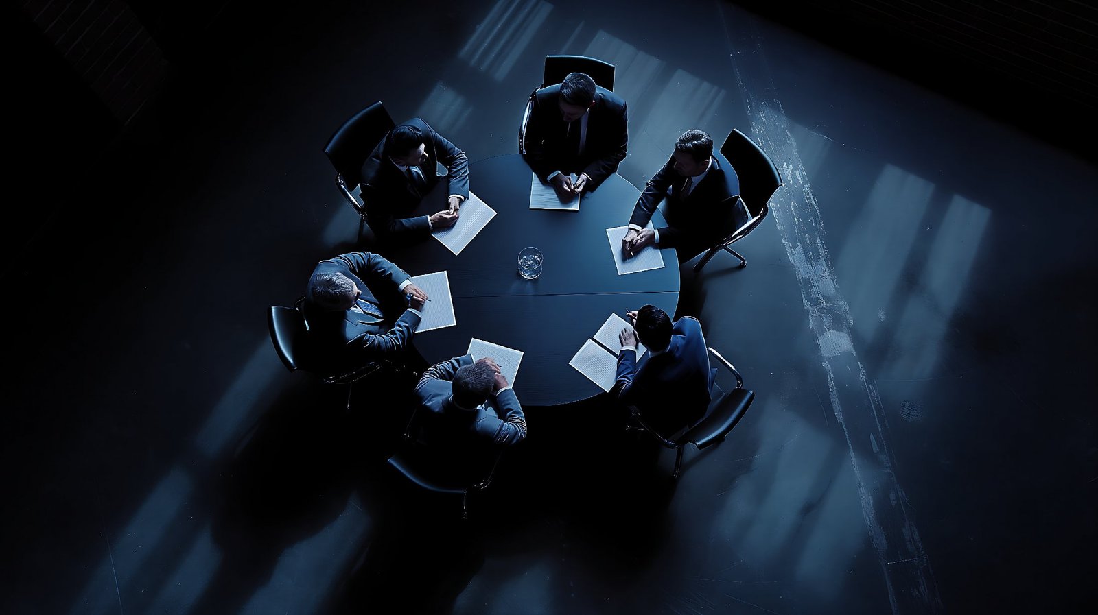 Business leaders considering a significant decision around a table